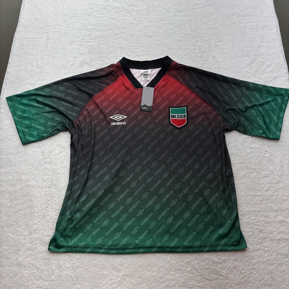 Umbro Mexico Soccer Jersey XL Green Red Black Gradient Logo Print NWT